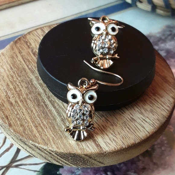 NEW BLING Great Owl Earrings - Picture 1 of 4
